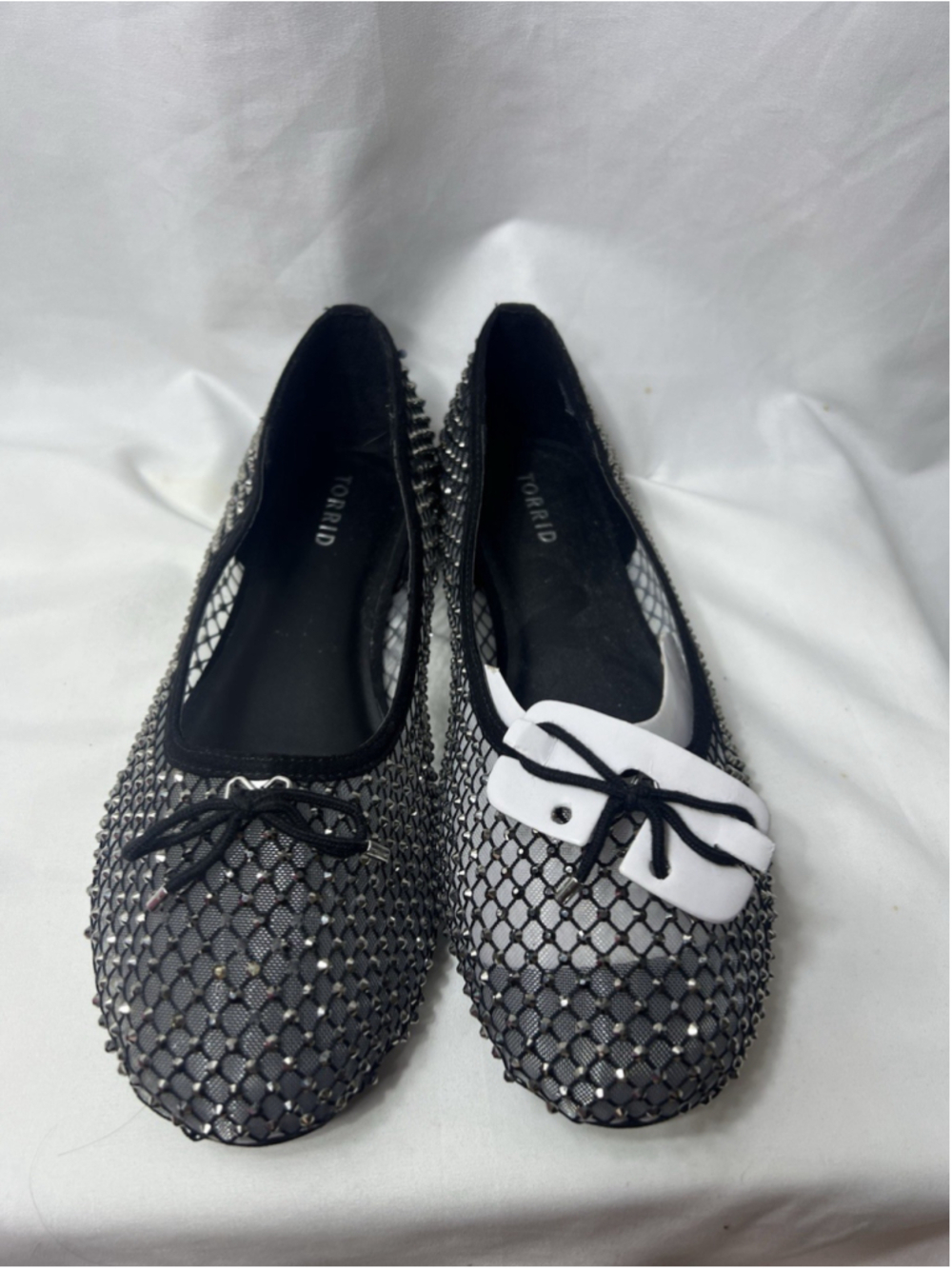 Torrid Women’s Black Embellished Mesh Ballet Flat 10.5WW Casual Party Festive - Picture 3 of 10